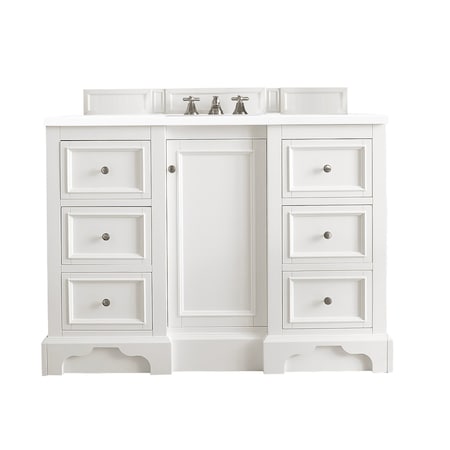 James Martin Vanities De Soto 48in Single Vanity, Bright White w/ 3 CM White Zeus Quartz Top 825-V48-BW-3WZ